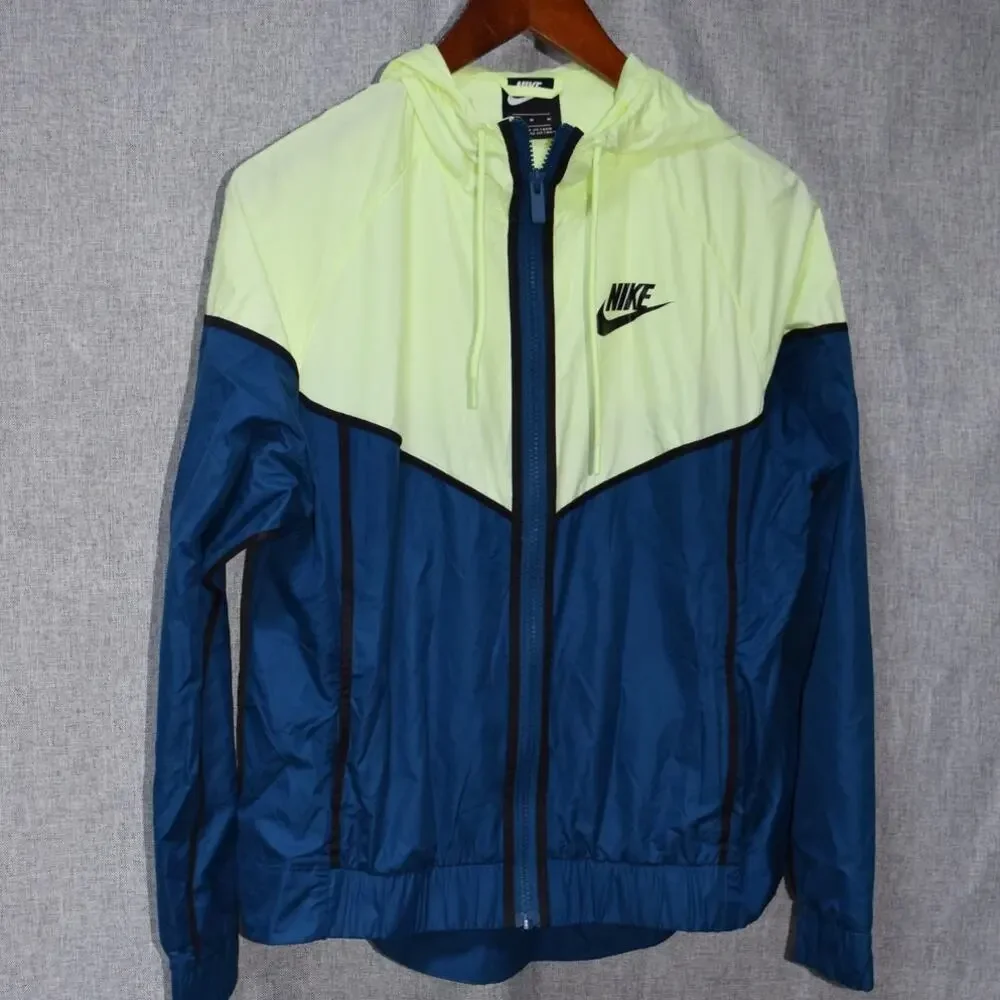 Nike Women’s Windrunner Full-Zip Hooded Jacket – Blue/Volt – Size M - Picture 1 of 4
